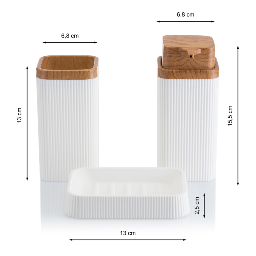 Kylpyhuonesetti ZOYA 5 kpl valkoinen/ruskea