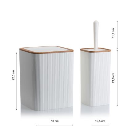 Kylpyhuonesetti ZOYA 5 kpl valkoinen/ruskea