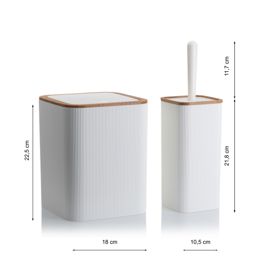 Kylpyhuonesetti ZOYA 5 kpl valkoinen/ruskea