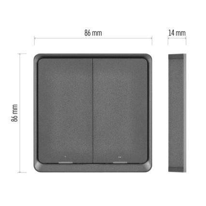 Kytkin 2-painike GoSmart 1xCR2430 Tuya musta