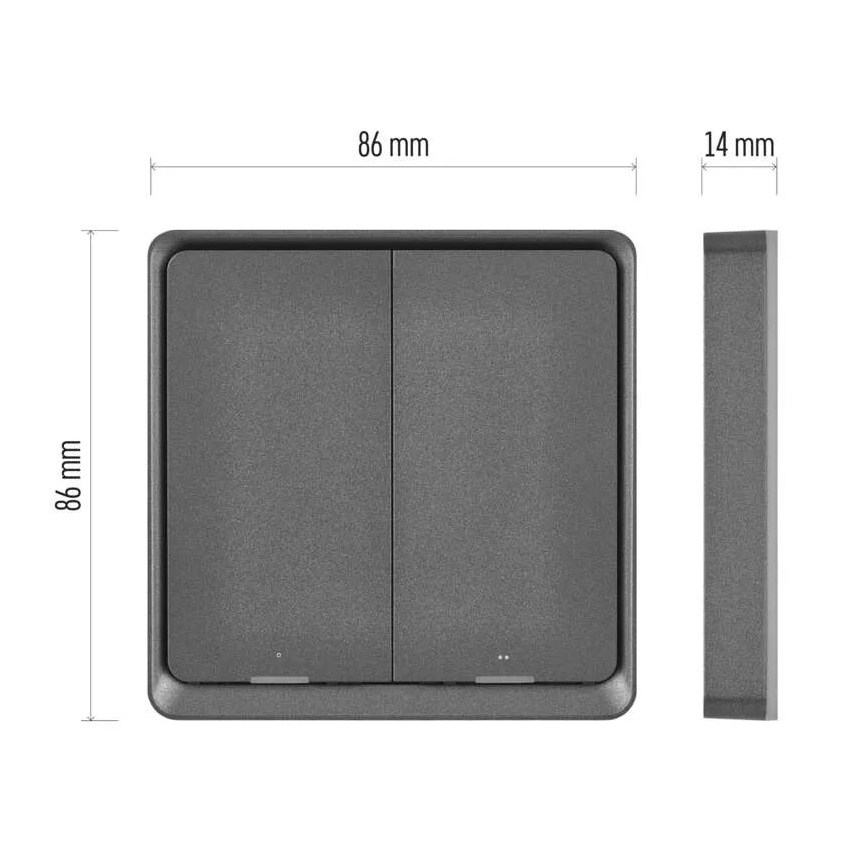 Kytkin 2-painike GoSmart 1xCR2430 Tuya musta