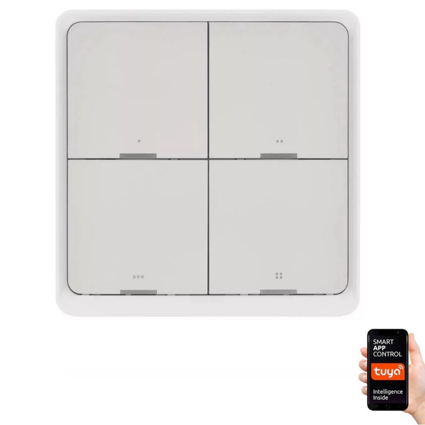 Kytkin 4-painike GoSmart 1xCR2430 Tuya valkoinen