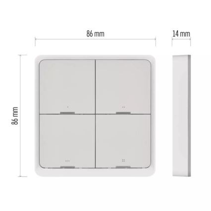 Kytkin 4-painike GoSmart 1xCR2430 Tuya valkoinen