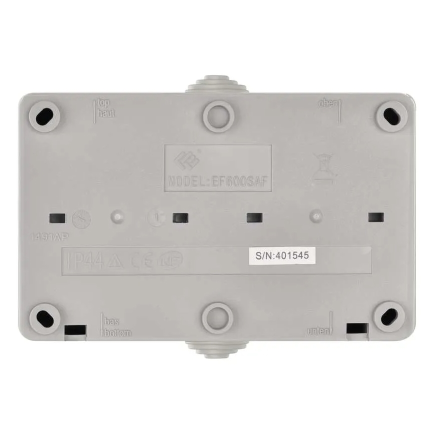 Kytkin kotitalouskäyttöön vaihtovirtainen nro 6 pistorasialla 250V/16A IP44 harmaa