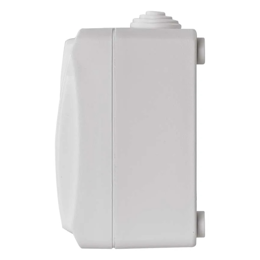 Kytkin kotitalouskäyttöön vaihtovirtakytkin nro 6 pistorasialla 250V/16A IP44 valkoinen