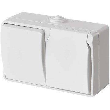 Kytkin kotitalouskäyttöön vaihtovirtakytkin nro 6 pistorasialla 250V/16A IP44 valkoinen