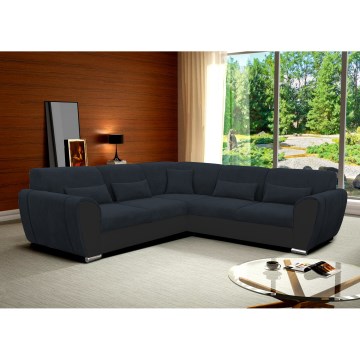 L-mallinen vuoteeksi avattava kulmasohva säilytystilalla VISEU, oikeanpuoleinen, antrasiitti/musta