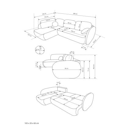 L-muotoinen avattava kulmasohva säilytystilalla OLBIA vasen beige