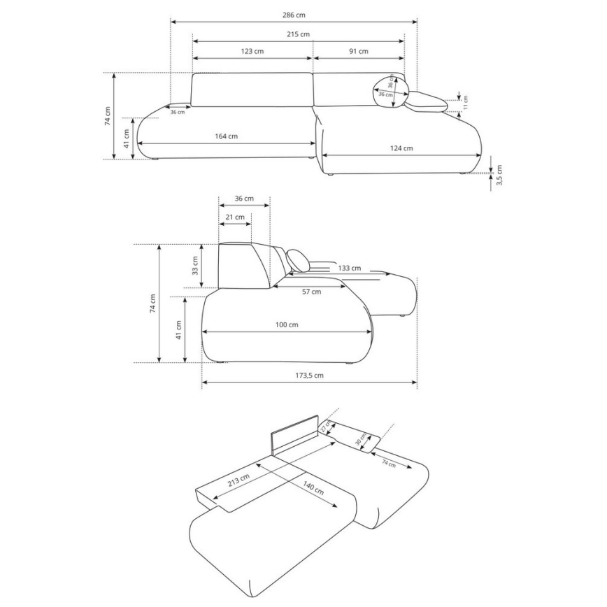 L-muotoinen avattava kulmasohva säilytystilalla PRATO, oikeanpuoleinen, beige