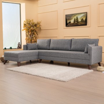 L-muotoinen kulmasohva KORFU, harmaa, vasen