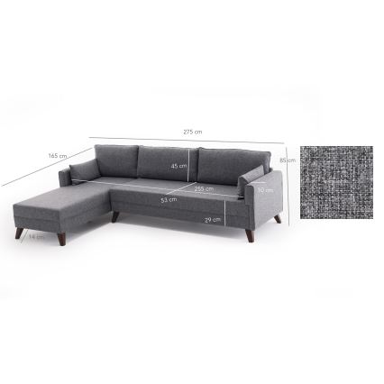 L-muotoinen kulmasohva KORFU, harmaa, vasen
