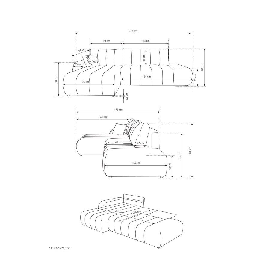 L-muotoinen levitettävä kulmasohva säilytystilalla DESIO, oikeanpuoleinen, beige
