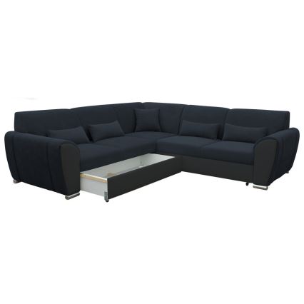 L-muotoinen vuoteeksi avattava kulmasohva VISEU, vasen, antrasiitti/musta