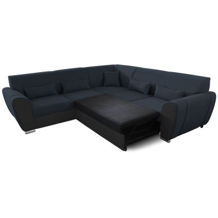 L-muotoinen vuoteeksi avattava kulmasohva VISEU, vasen, antrasiitti/musta