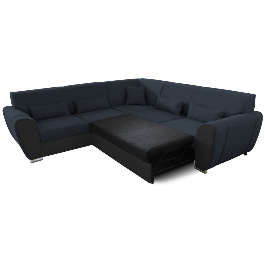 L-muotoinen vuoteeksi avattava kulmasohva VISEU, vasen, antrasiitti/musta