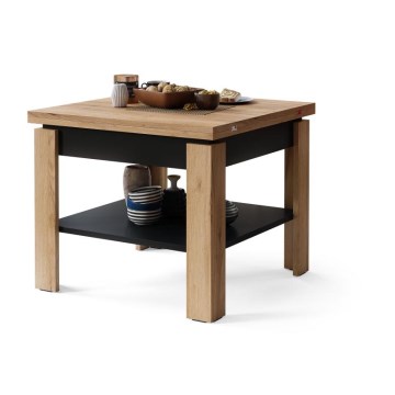 Laajennettava konferenssi-/ruokapöytä LIA tammi craft/musta, säilytyshyllyllä