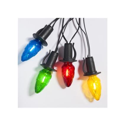 Laajennettava LED-ulkovalosarja CONE FILAMENT 20xE10 14m värillinen/lämminvalkoinen IP44, Valmistettu Tšekissä