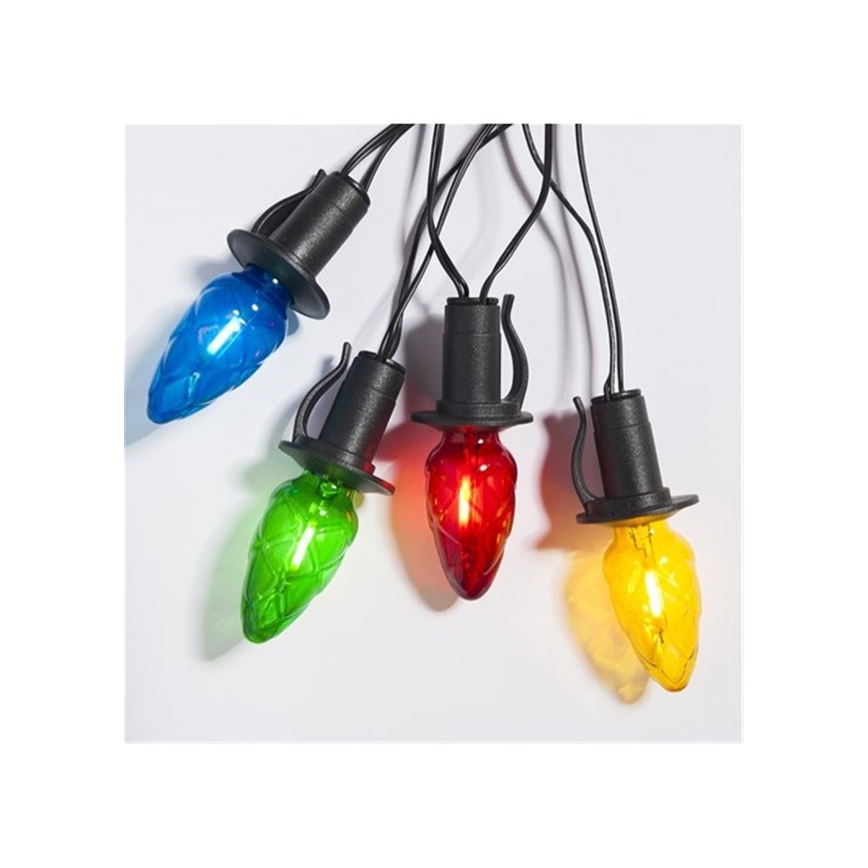 Laajennettava LED-ulkovalosarja CONE FILAMENT 20xE10 14m värillinen/lämminvalkoinen IP44, Valmistettu Tšekissä