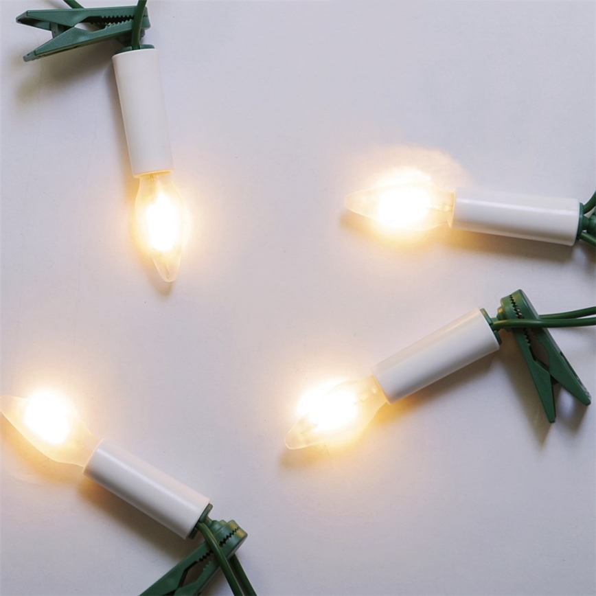 Laajennettava LED-ulkovalosarja FELICIA FILAMENT 20xE10 14m kirkas/lämmin valkoinen IP44, Valmistettu Tšekissä