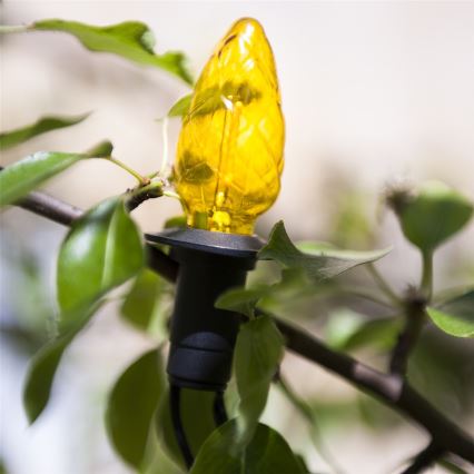 Laajennettava LED-ulkovalosarja CONE FILAMENT 20xE10, 14 m, monivärinen / lämmin valkoinen, IP44, Valmistettu EU:ssa