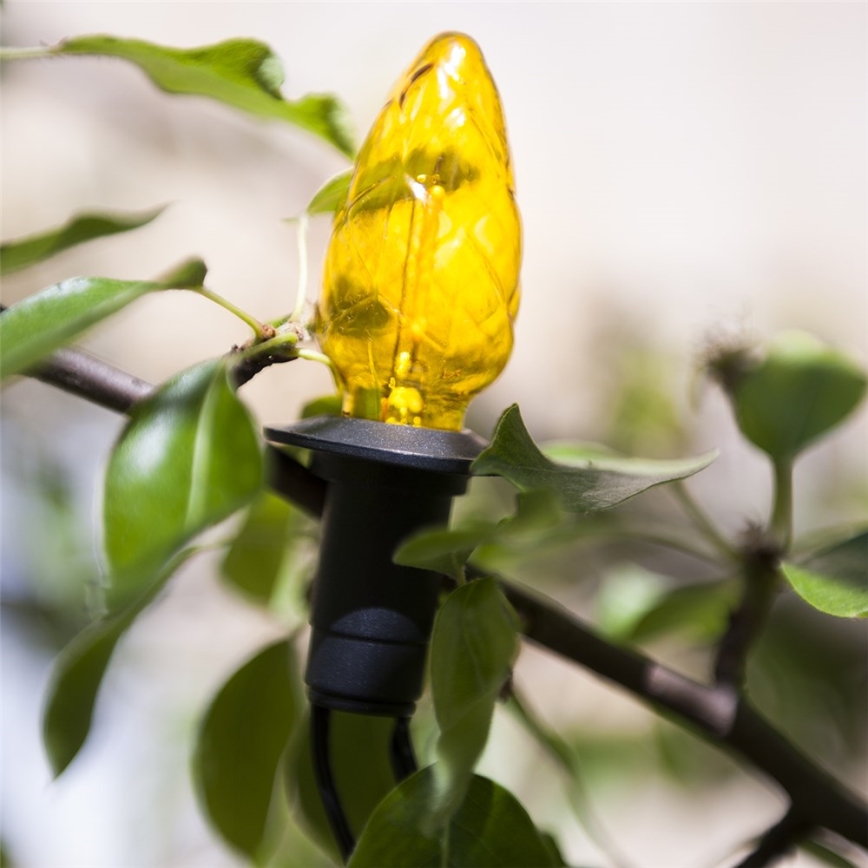 Laajennettava LED-ulkovalosarja CONE FILAMENT 20xE10, 14 m, monivärinen / lämmin valkoinen, IP44, Valmistettu EU:ssa