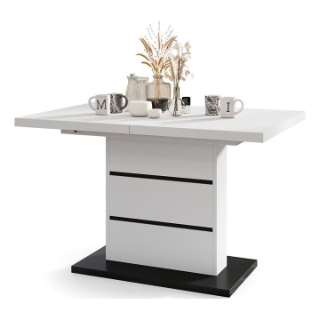 Laajennettava ruokapöytä PAOLO valkoinen/musta