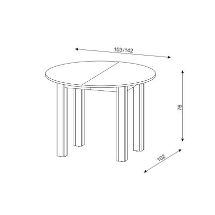 Laajennettava ruokapöytä WILY, artisan-tammi/musta