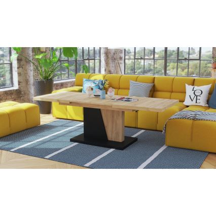 Laajennettava sohva-/ruokapöytä nostettavalla kannella NINO tammi craft/musta