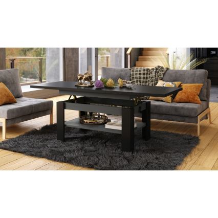Laajennettava sohvapöytä nostokannella ROY 130/170x65 cm musta/antrasiitti
