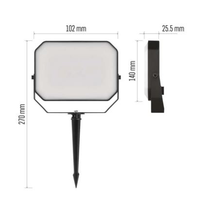 LED RGBIC Himmennettävä ulko valonheitin GoSmart - jatko LED/4W/230V 3000-6500K IP65 Wi-Fi Tuya