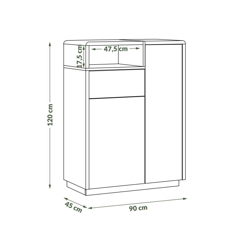 Laatikollinen lipasto FRED antrasiitti/artisan-tammi
