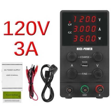 Laboratoriovirtalähde 0-120V/0-3A
