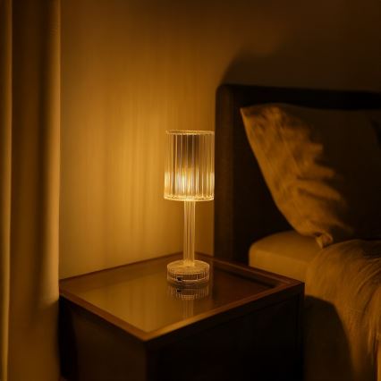 Ladattava kosketusohjattu LED-pöytälamppu SIMPLE LED/1W/5V 2400 mAh 3000-6000K läpinäkyvä