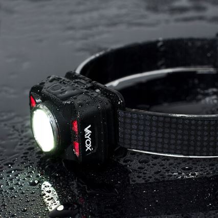 LED Himmennettävä ladattava otsalamppu anturilla ja punainen valo LED/15W/5V IP66 430 kiiltävä 1800 mAh