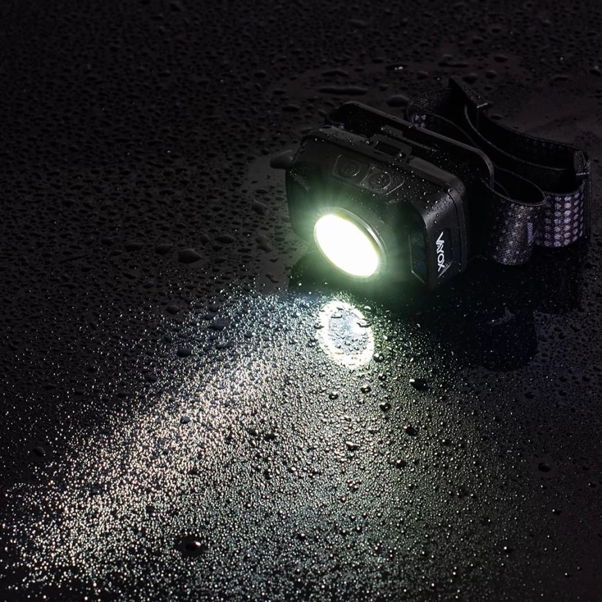 LED Himmennettävä ladattava otsalamppu anturilla ja punainen valo LED/15W/5V IP66 430 kiiltävä 1800 mAh