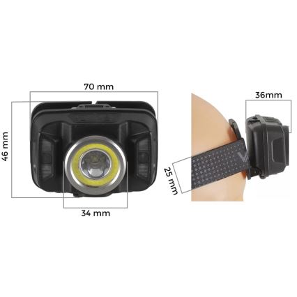 LED Himmennettävä ladattava otsalamppu anturilla ja punainen valo LED/15W/5V IP66 430 kiiltävä 1800 mAh