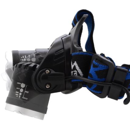 Ladattava LED-ajovalaisin LED/6W/7,4V 5600 mAh IP44 musta/sininen