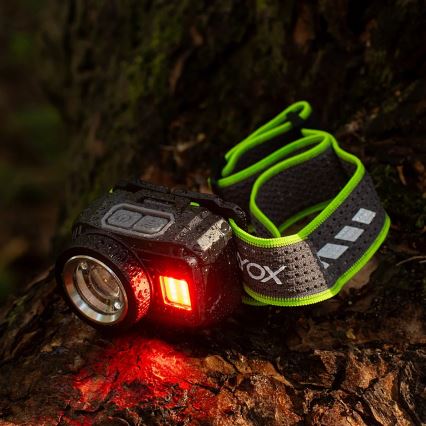 LED himmennettävä ladattava otsalamppu anturilla ja punaisella valolla LED/6W/5V/3xAAA IP66 500 lm 1200 mAh