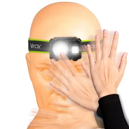 LED himmennettävä ladattava otsalamppu anturilla ja punaisella valolla LED/6W/5V/3xAAA IP66 500 lm 1200 mAh