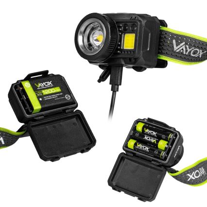 LED himmennettävä ladattava otsalamppu anturilla ja punaisella valolla LED/6W/5V/3xAAA IP66 500 lm 1200 mAh