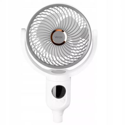 Ladattava LED-jalustatuuletin LED-valaistuksella LED/4,8W/5V USB 7200 mAh valkoinen + kaukosäädin