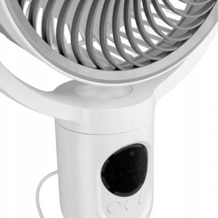 Ladattava LED-jalustatuuletin LED-valaistuksella LED/4,8W/5V USB 7200 mAh valkoinen + kaukosäädin