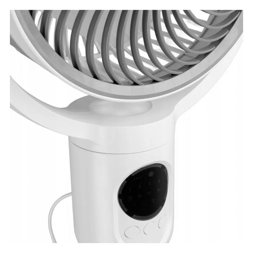 Ladattava LED-jalustatuuletin LED-valaistuksella LED/4,8W/5V USB 7200 mAh valkoinen + kaukosäädin