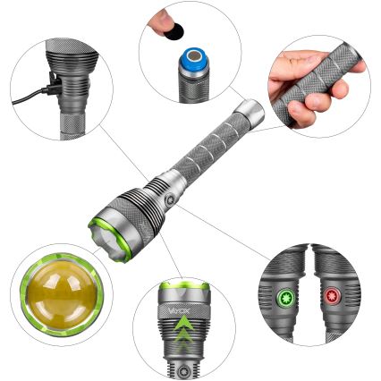 LED Himmennettävä ladattava taskulamppu virtapankilla toiminto LED/5V IPX7 10000 kiiltävä 2600 mAh