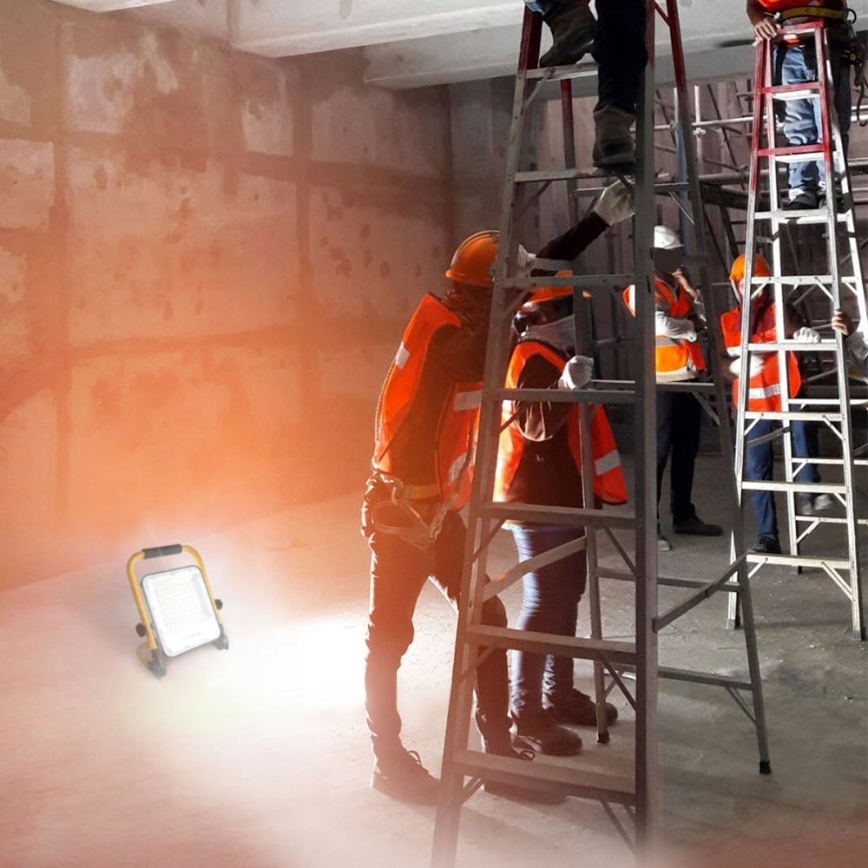 Ladattava LED-työvalo jalustalla LED/100W/3,2V 4500K 15000 mAh IP65 oranssi