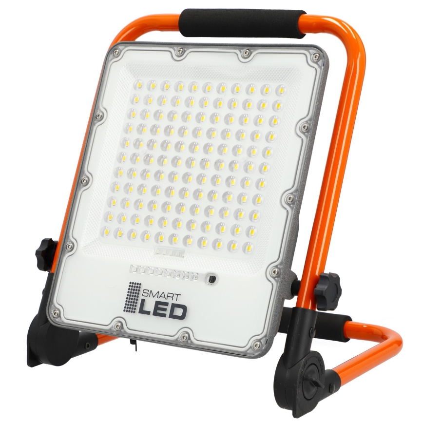Ladattava LED-valonheitin jalustalla LED/100W/3,2V 5000K 5000 mAh IP65 oranssi