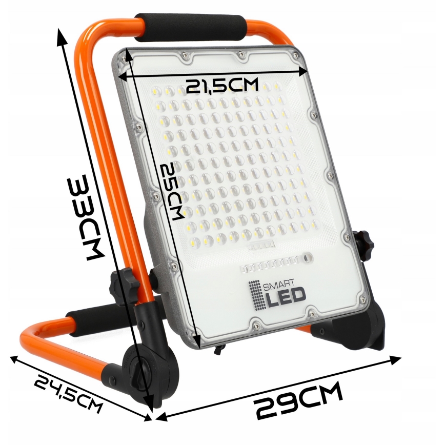 Ladattava LED-valonheitin jalustalla LED/100W/3,2V 5000K 5000 mAh IP65 oranssi