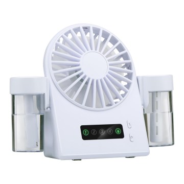 Ladattava pöytätuuletin sumutustehosteella 3,7V 1200 mAh