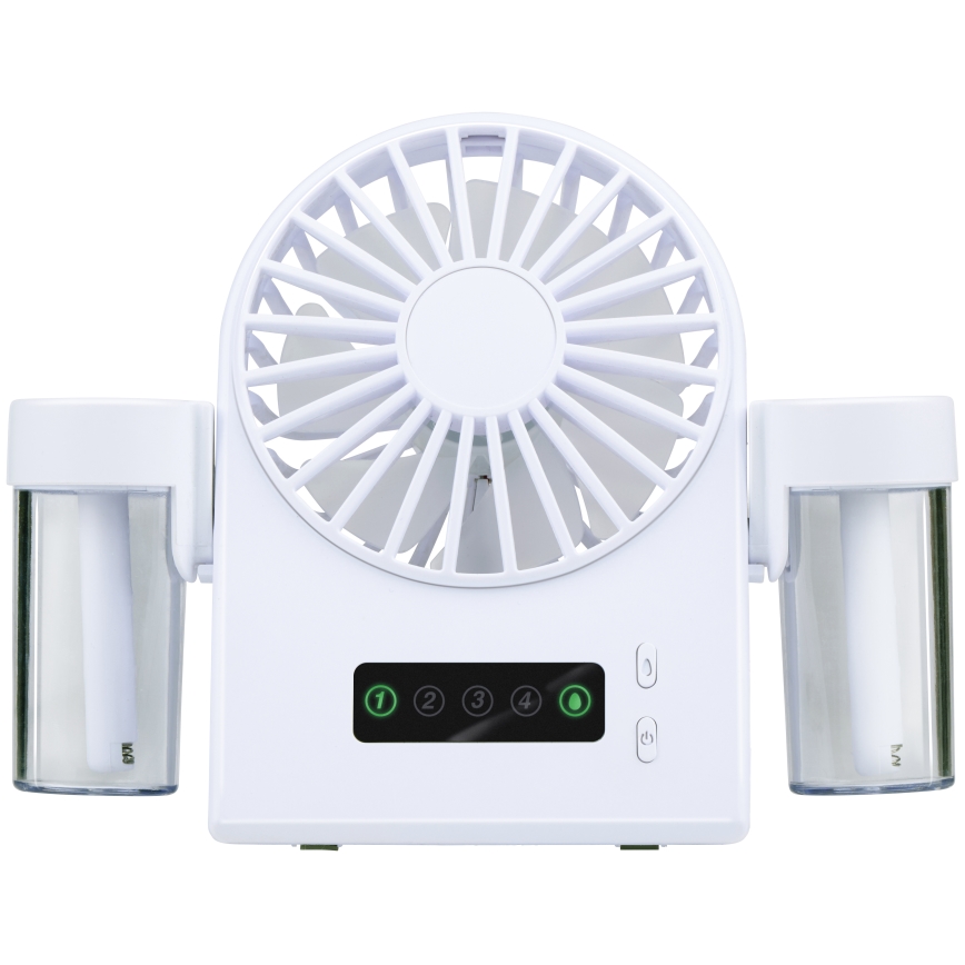 Ladattava pöytätuuletin sumutustehosteella 3,7V 1200 mAh