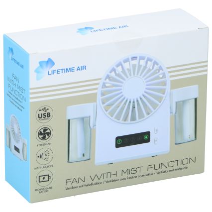 Ladattava pöytätuuletin sumutustehosteella 3,7V 1200 mAh